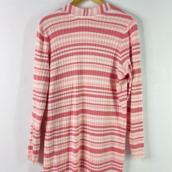 NWT Time and Tru Ribbed Striped Duster Sweater Cardigan (Pink) - XXL (20) - Picture 9 of 11